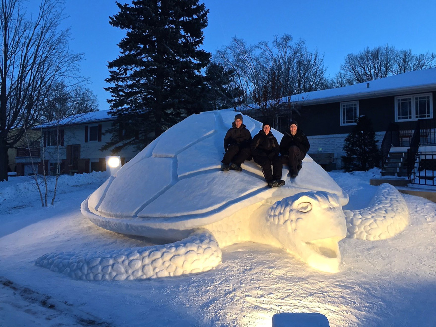 These 3 Brothers Make A Ginormous Snow Sculpture In Their Front Yard Every Year