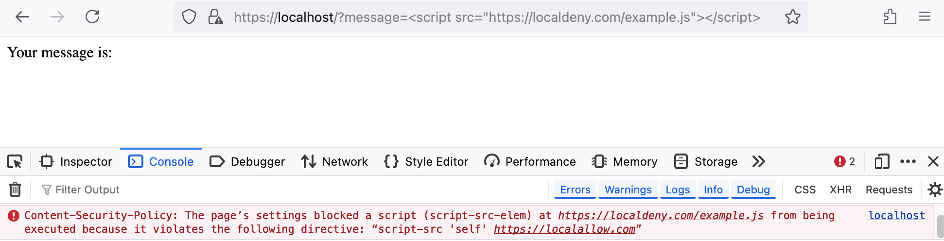 CSP blocks the script execution